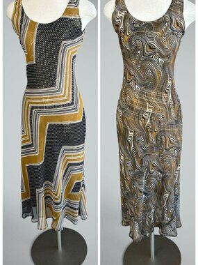 Chaudry Y2K Reversible Slip Dress in Browns and Gold Size Small